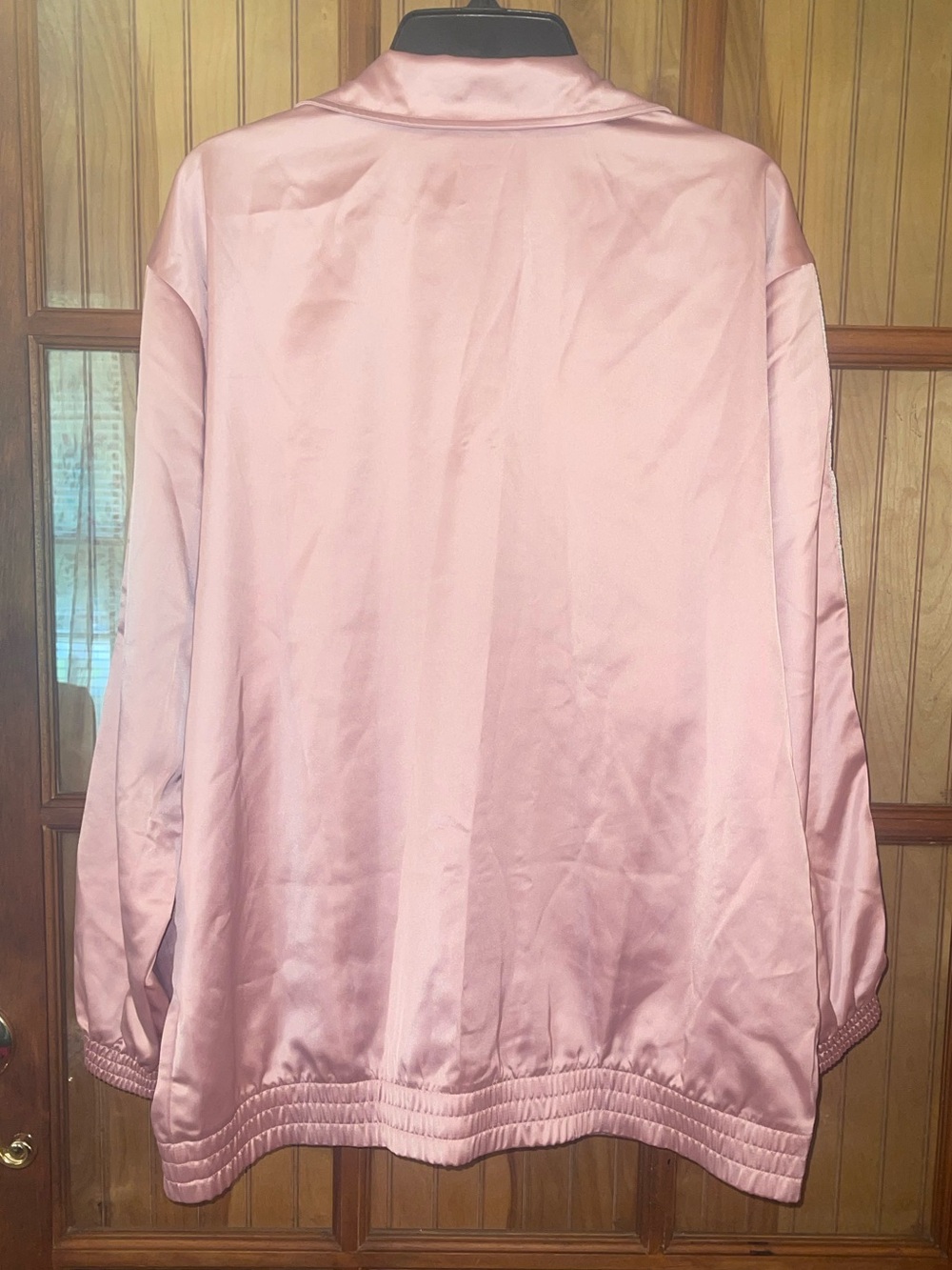 adidas Satin Pink Oversized Track Jacket White 3-Stripes with Matching Pants - Picture 7 of 13